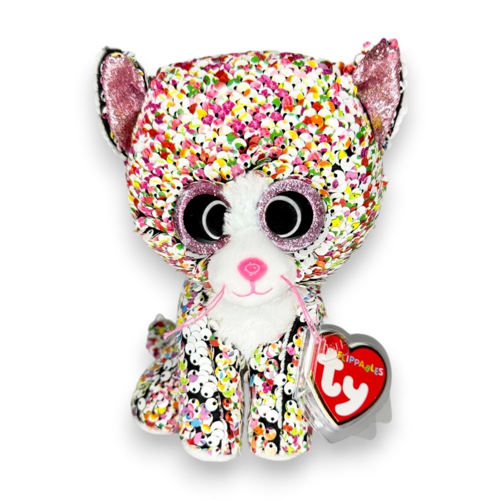 Confetti the Cat | Colorful Sparkle | Mint Heart Tag TY Flippables